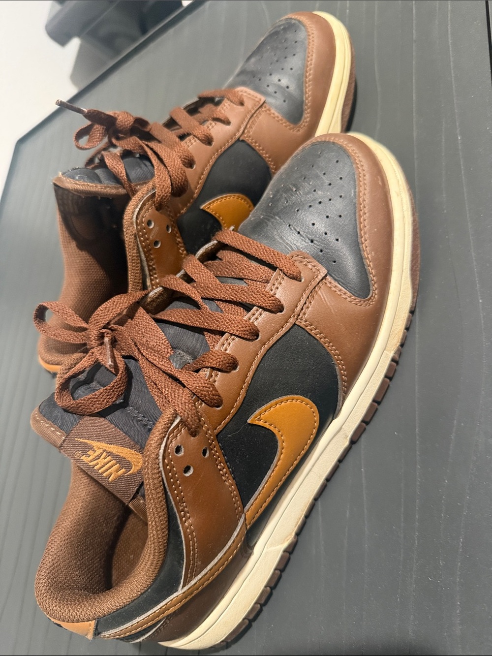 Nike Brown and Black Low-Top Sneakers with Tan Swoosh